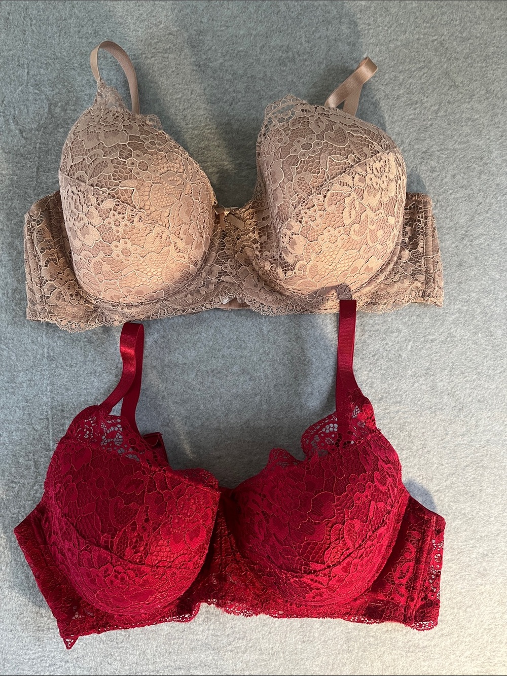 Dreamwear love your curves Lace Underwire Bra in Red and Nude - Double Pack
